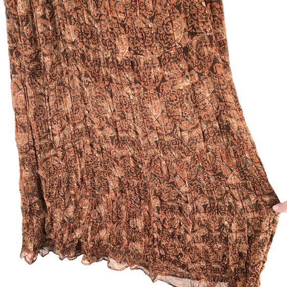 Womens Maxi Skirt Silk Size 10 Brown Orange Paisley Print Lined JH1768 - Picture 4 of 9